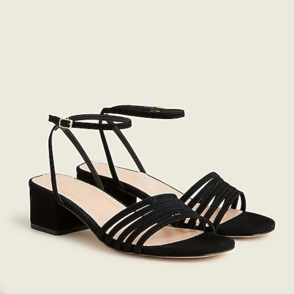 J.Crew block-heel multi-strap sandals in black suede - Size 7 - Picture 1 of 1